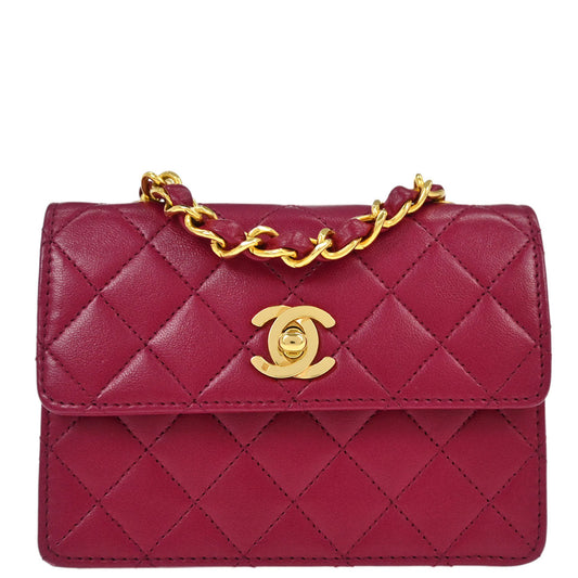 Chanel Pink Lambskin Straight Flap Shoulder Bag