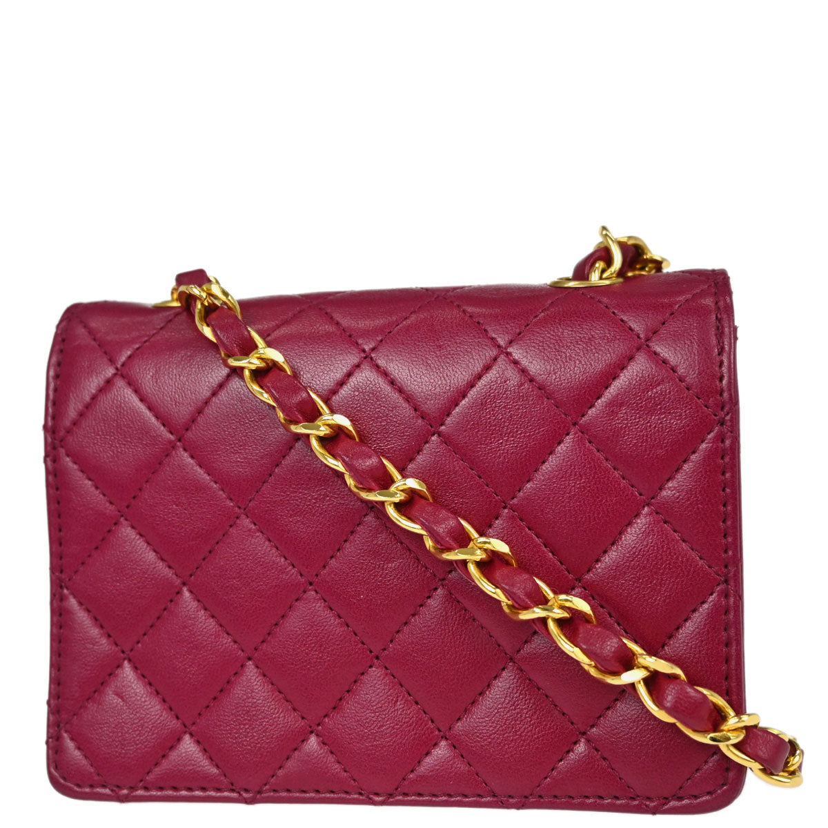 Chanel Pink Lambskin Straight Flap Shoulder Bag