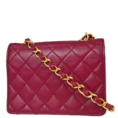 Chanel Pink Lambskin Straight Flap Shoulder Bag