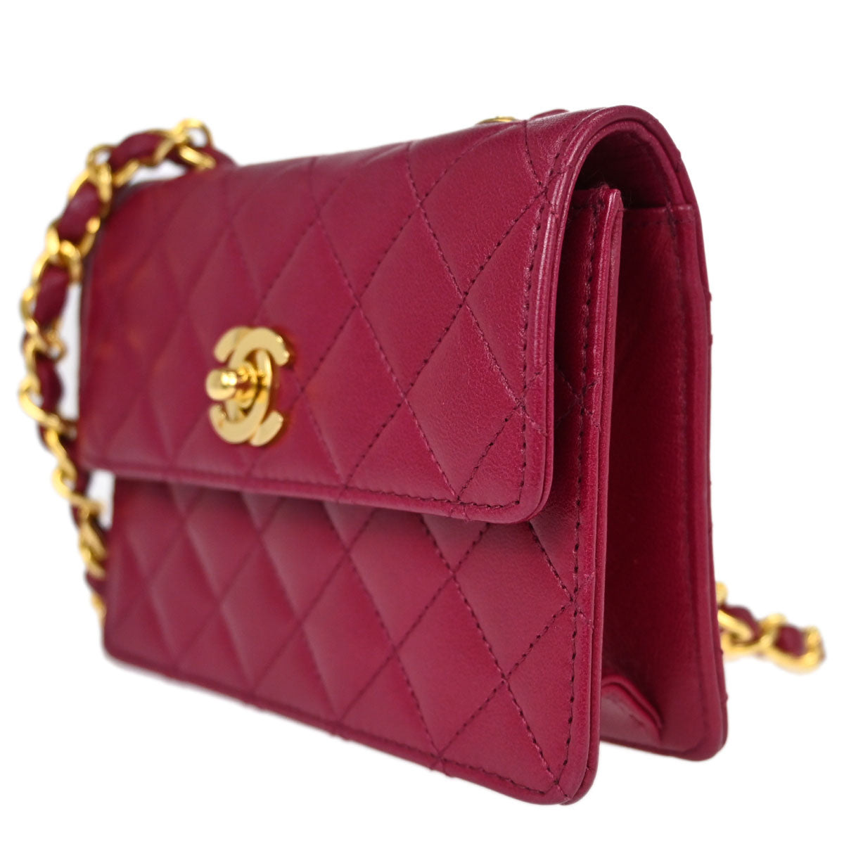 Chanel Pink Lambskin Straight Flap Shoulder Bag