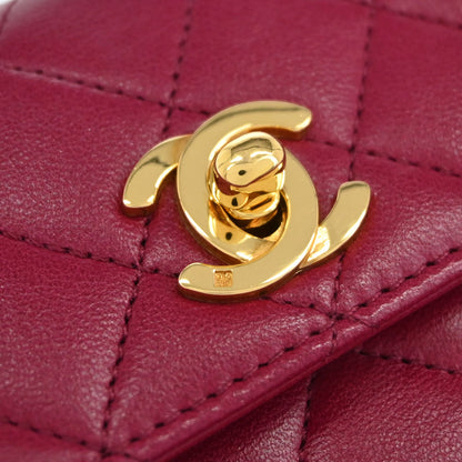 Chanel Pink Lambskin Straight Flap Shoulder Bag