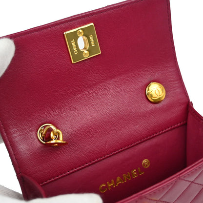 Chanel Pink Lambskin Straight Flap Shoulder Bag