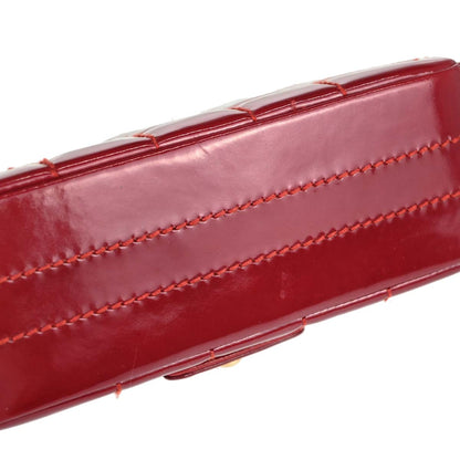 Chanel Red Patent Leather Choco Bar Single Flap Shoulder Bag
