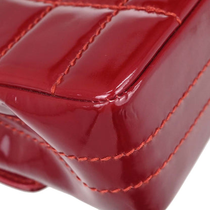 Chanel Red Patent Leather Choco Bar Single Flap Shoulder Bag