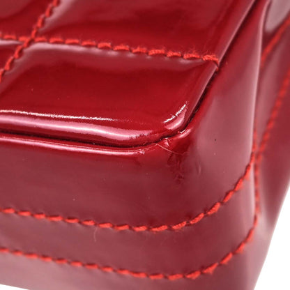 Chanel Red Patent Leather Choco Bar Single Flap Shoulder Bag