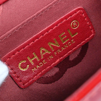 Chanel Red Patent Leather Choco Bar Single Flap Shoulder Bag
