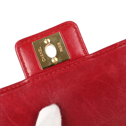 Chanel Red Patent Leather Choco Bar Single Flap Shoulder Bag