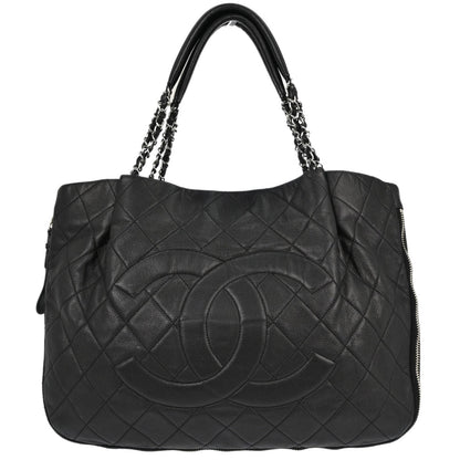 Chanel 2010-2011 Black Caviar Skin Chain Expandable Tote Bag