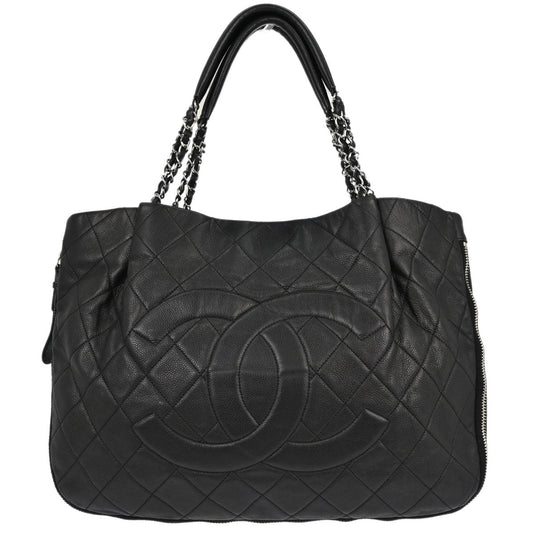 Chanel 2010-2011 Black Caviar Skin Chain Expandable Tote Bag