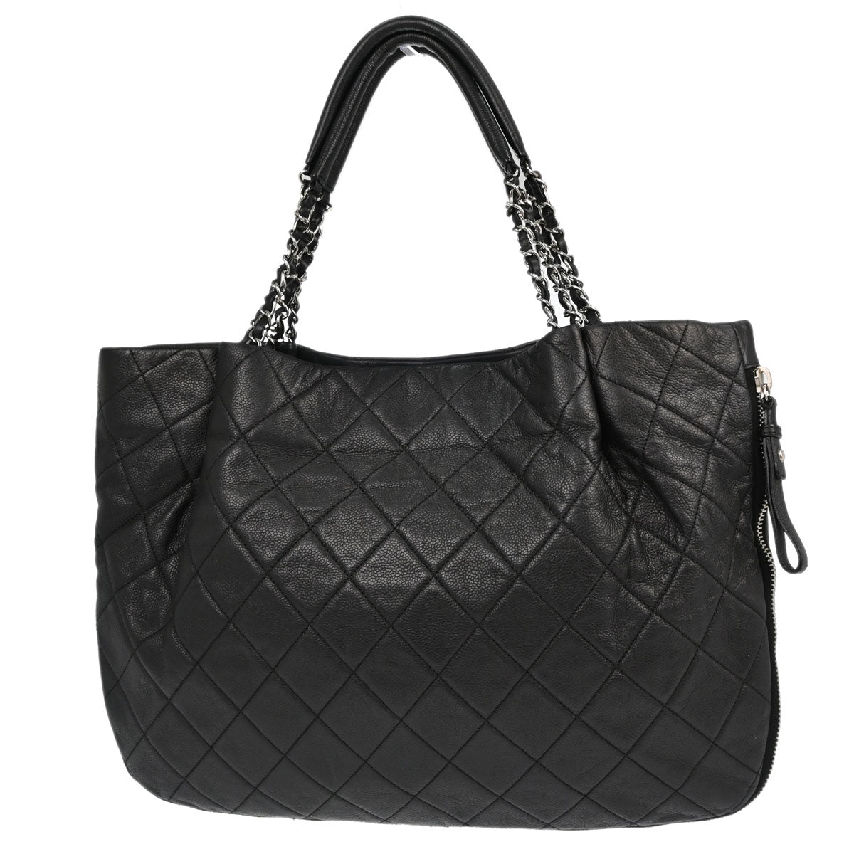 Chanel 2010-2011 Black Caviar Skin Chain Expandable Tote Bag