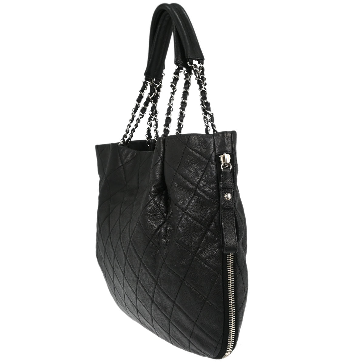 Chanel 2010-2011 Black Caviar Skin Chain Expandable Tote Bag