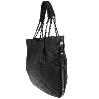 Chanel 2010-2011 Black Caviar Skin Chain Expandable Tote Bag