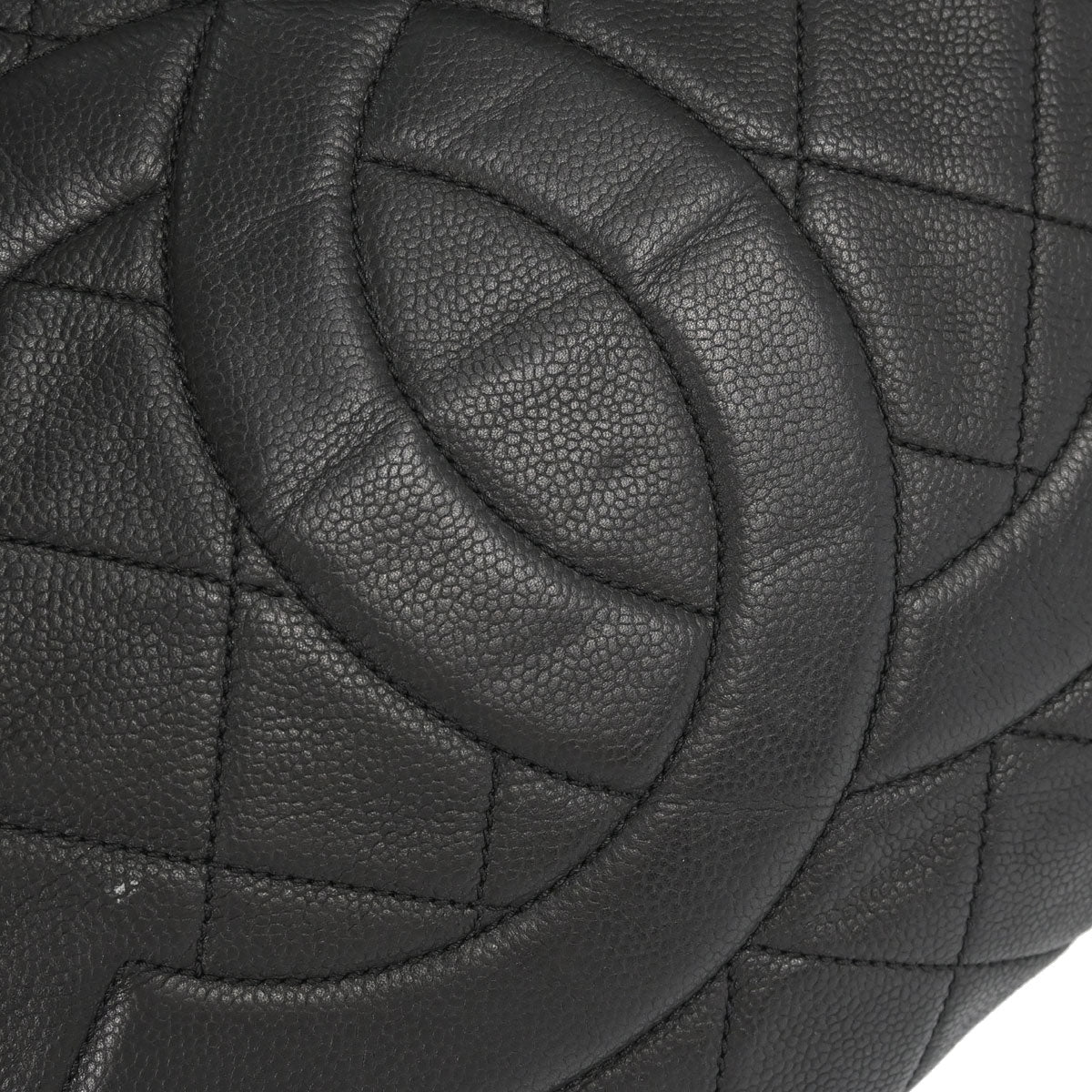 Chanel 2010-2011 Black Caviar Skin Chain Expandable Tote Bag