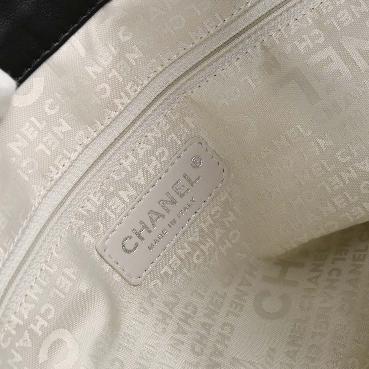 Chanel Black Lambskin Wild Stitch Chain Tote Handbag