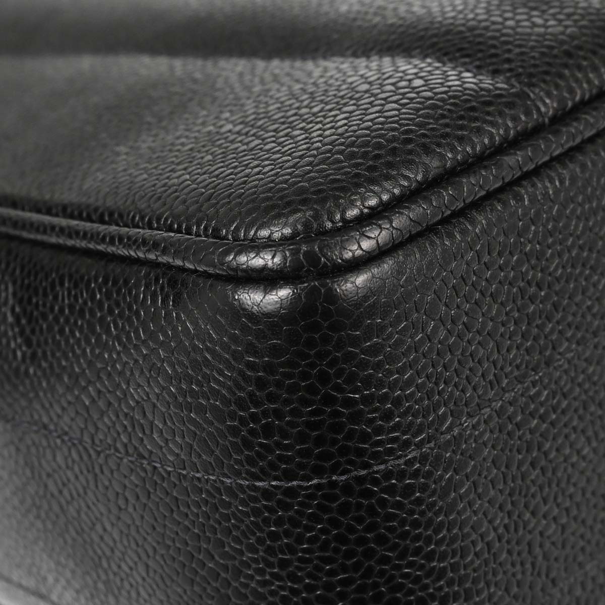 Chanel Black Caviar Skin Mademoiselle Straight Flap Top Handle Handbag