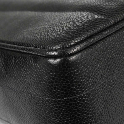 Chanel Black Caviar Skin Mademoiselle Straight Flap Top Handle Handbag