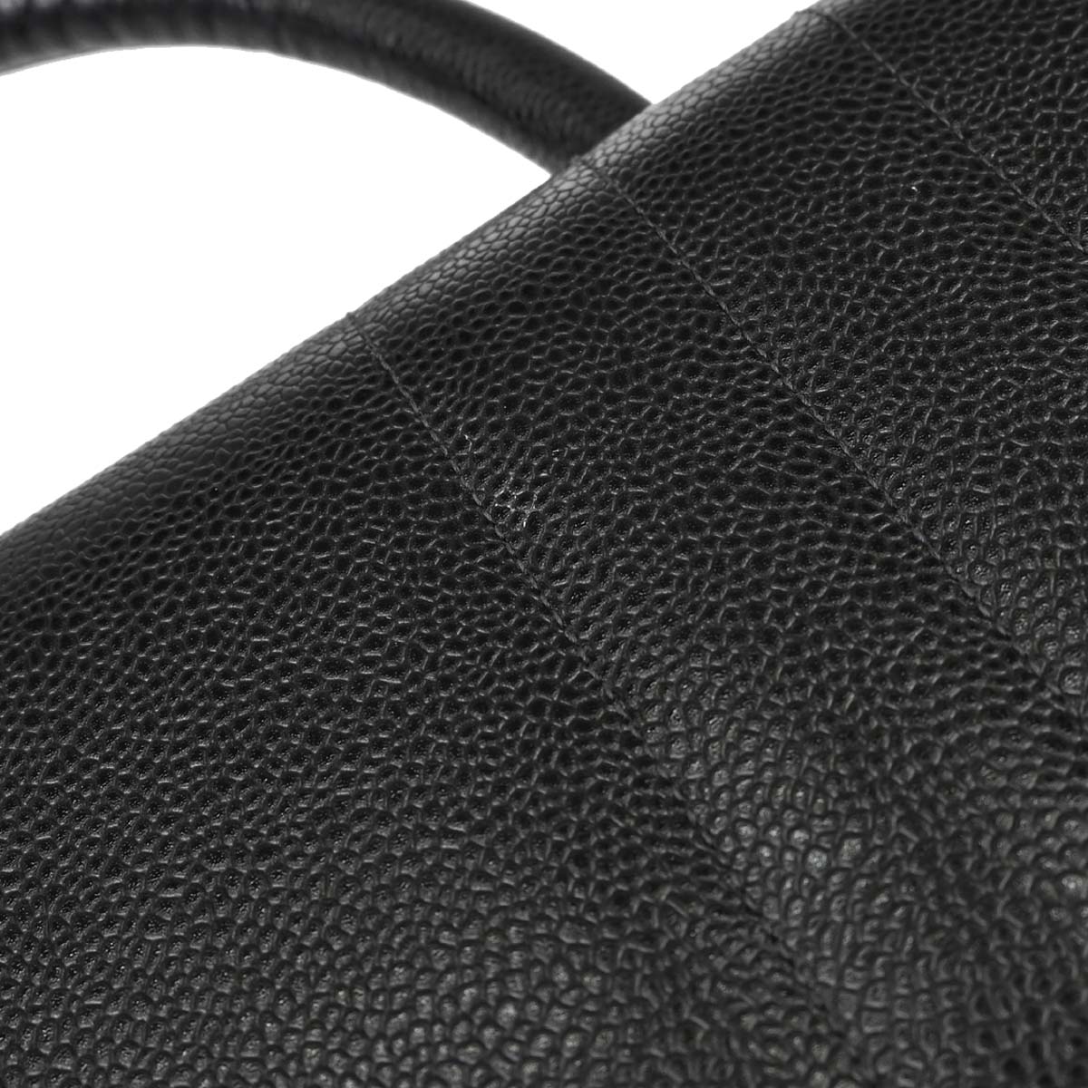 Chanel Black Caviar Skin Mademoiselle Straight Flap Top Handle Handbag
