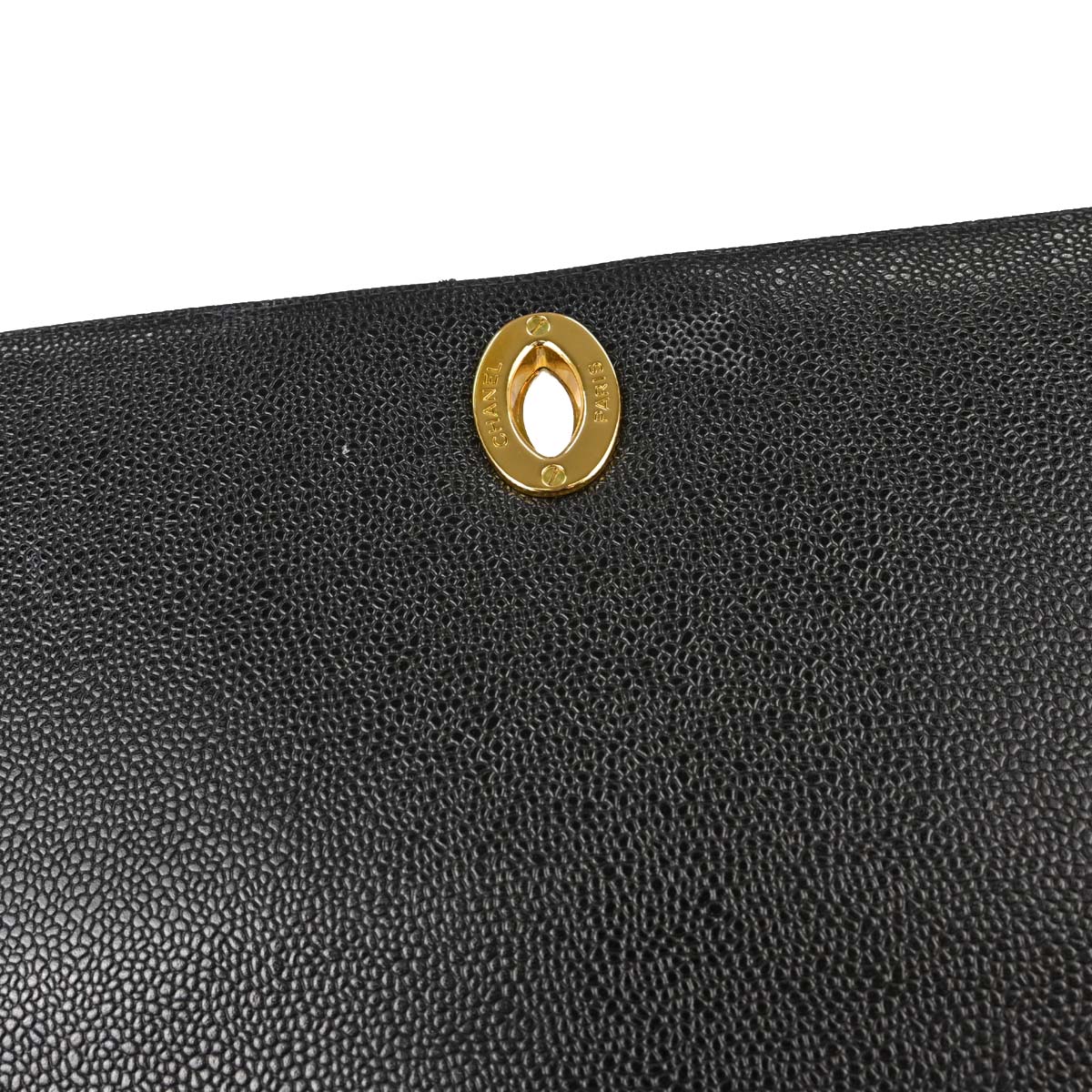 Chanel Black Caviar Skin Mademoiselle Straight Flap Top Handle Handbag