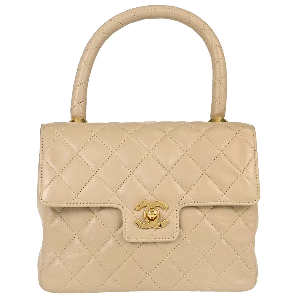 Chanel Beige Lambskin Top Handle Handbag