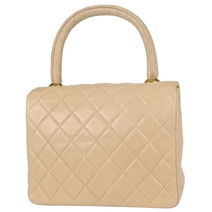 Chanel Beige Lambskin Top Handle Handbag