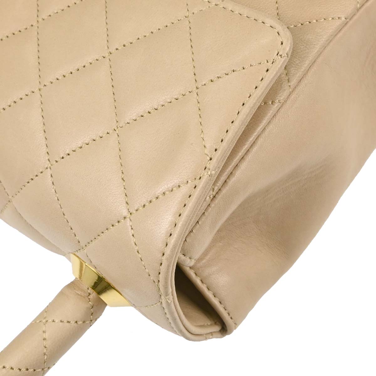 Chanel Beige Lambskin Top Handle Handbag