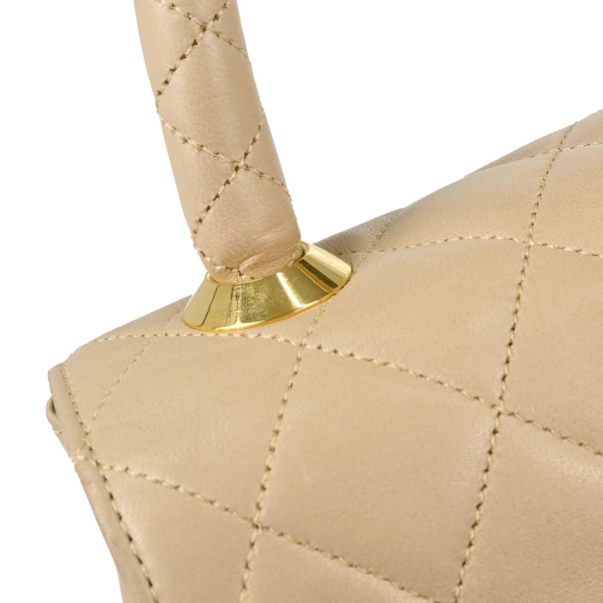 Chanel Beige Lambskin Top Handle Handbag