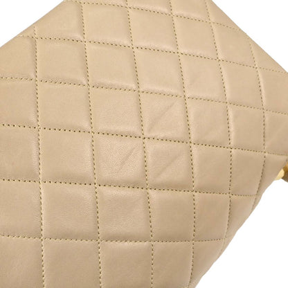 Chanel Beige Lambskin Top Handle Handbag