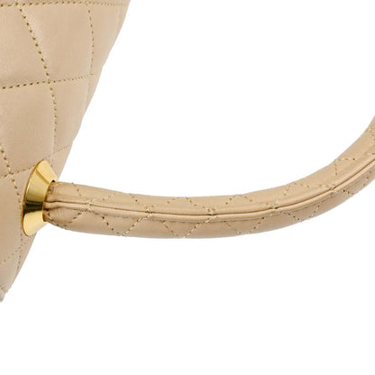 Chanel Beige Lambskin Top Handle Handbag