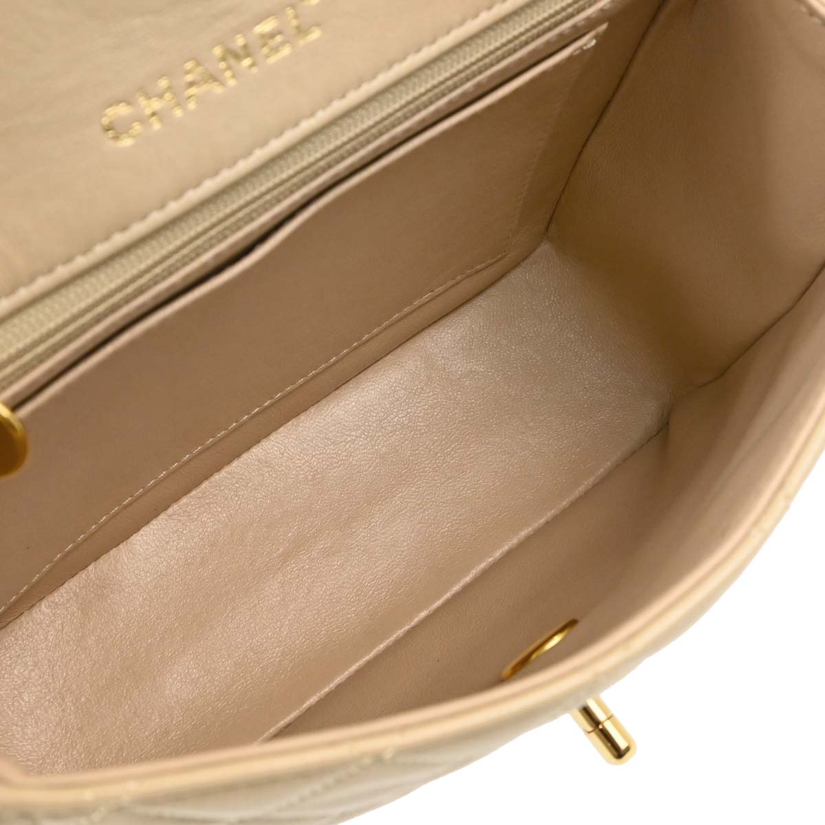 Chanel Beige Lambskin Top Handle Handbag