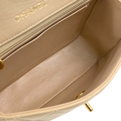 Chanel Beige Lambskin Top Handle Handbag