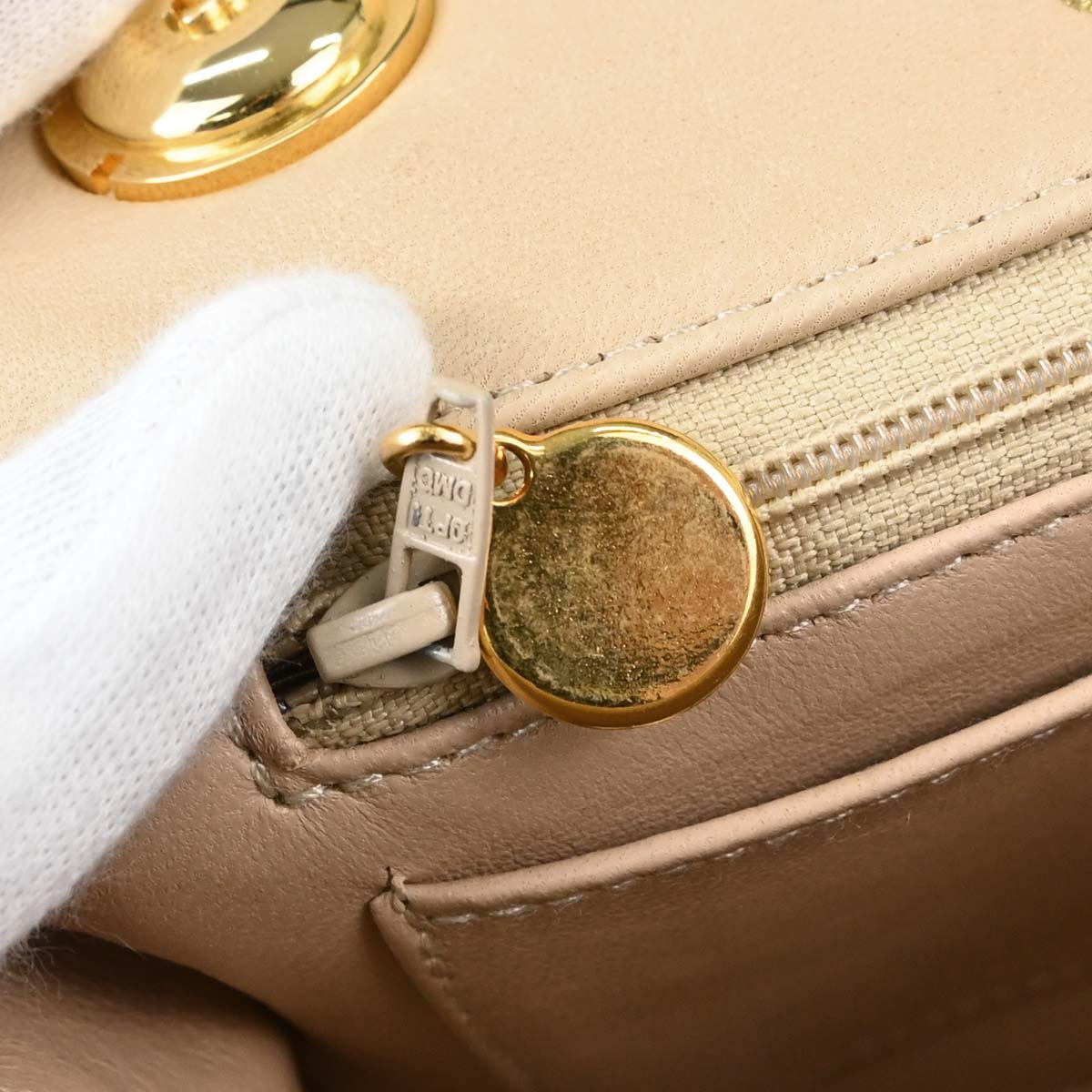 Chanel Beige Lambskin Top Handle Handbag