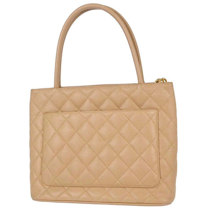 Chanel Beige Caviar Skin Medallion Tote Handbag