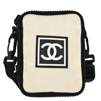 Chanel White Jacquard Nylon Travel Line Shoulder Bag