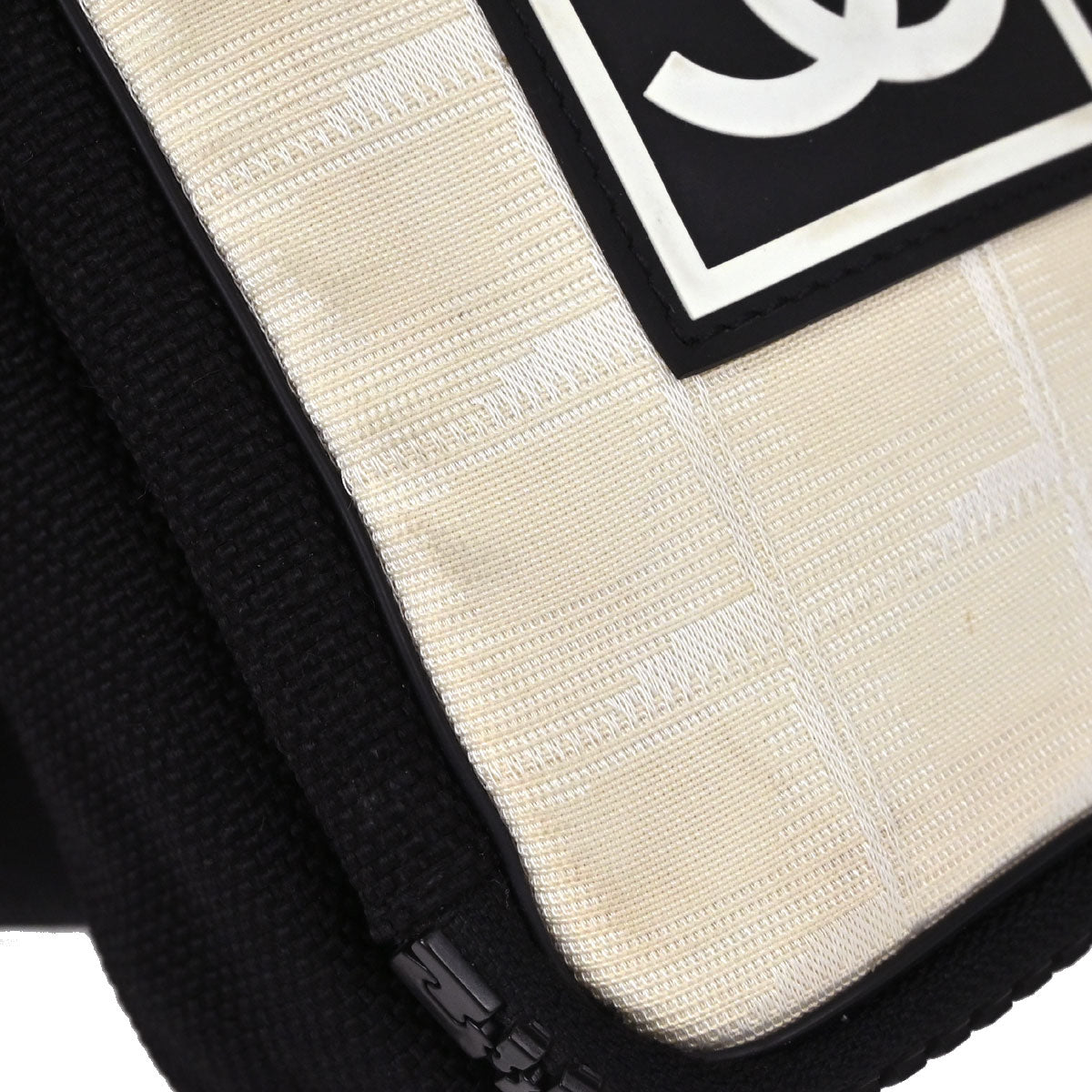 Chanel White Jacquard Nylon Travel Line Shoulder Bag