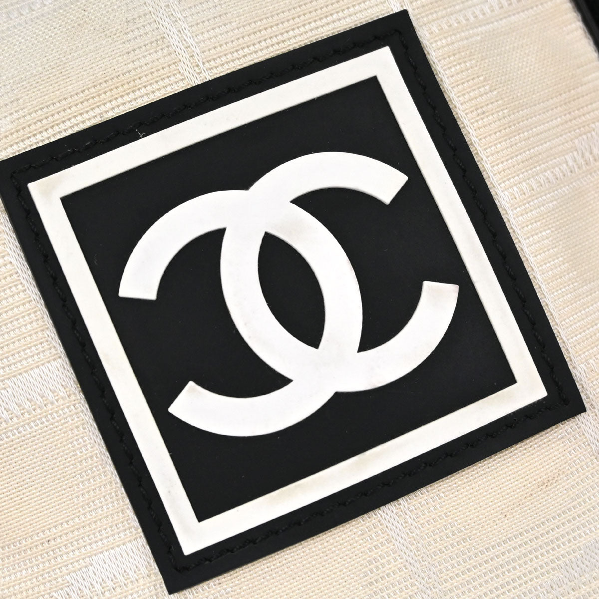 Chanel White Jacquard Nylon Travel Line Shoulder Bag
