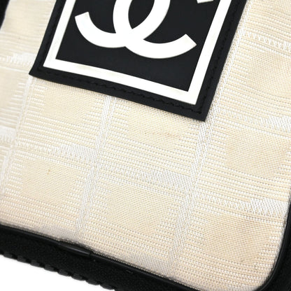 Chanel White Jacquard Nylon Travel Line Shoulder Bag