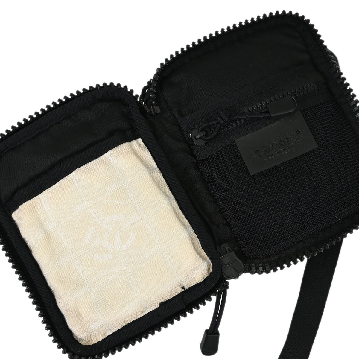 Chanel White Jacquard Nylon Travel Line Shoulder Bag
