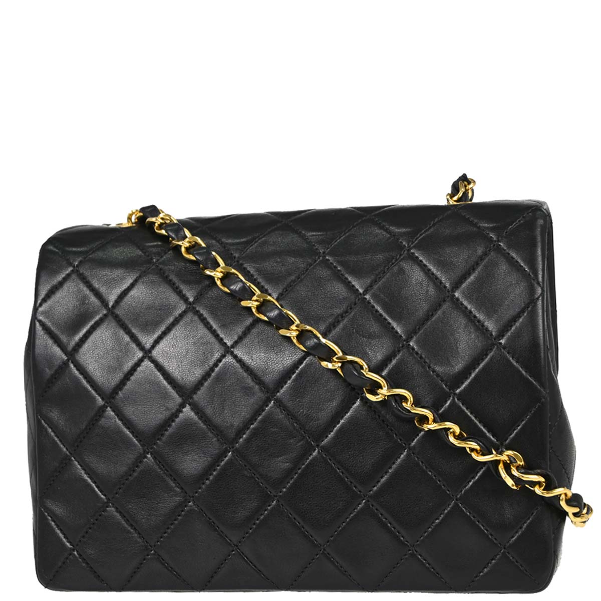 Chanel Black Lambskin Classic Square Flap Shoulder Bag 20