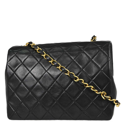 Chanel Black Lambskin Classic Square Flap Shoulder Bag 20