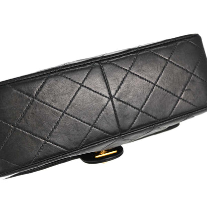 Chanel Black Lambskin Classic Square Flap Shoulder Bag 20