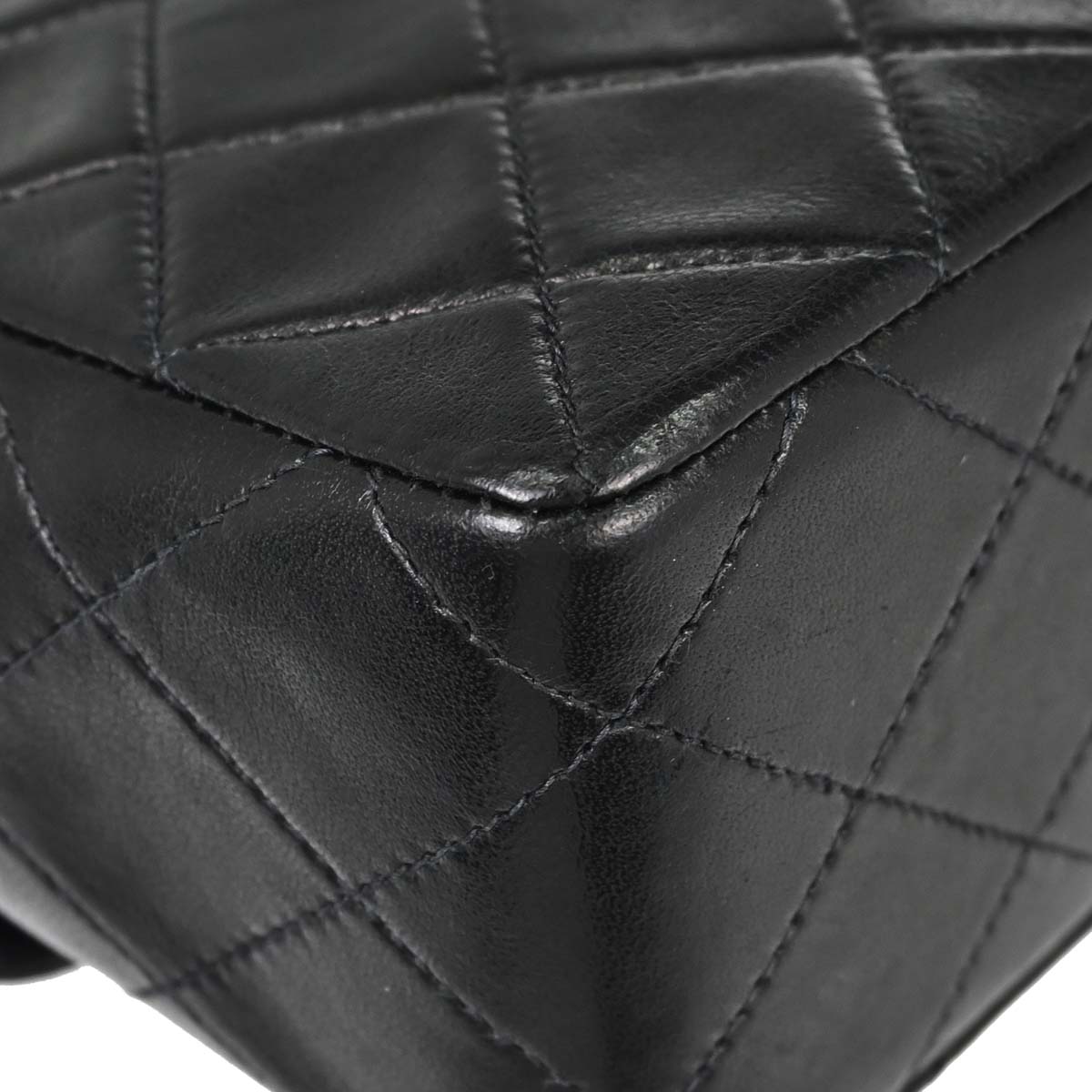 Chanel Black Lambskin Classic Square Flap Shoulder Bag 20