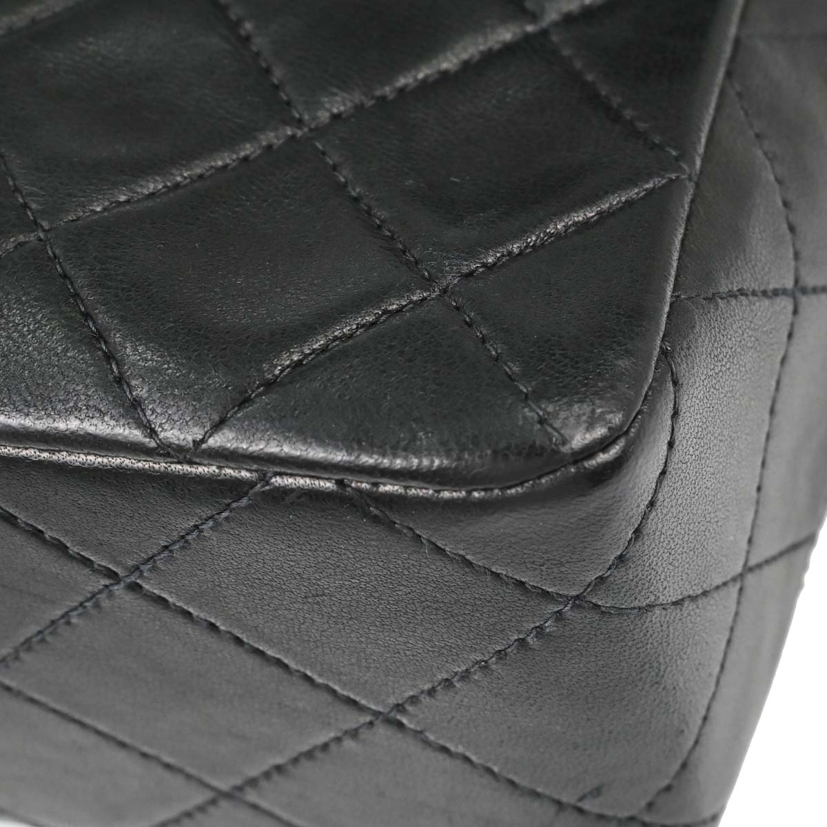 Chanel Black Lambskin Classic Square Flap Shoulder Bag 20