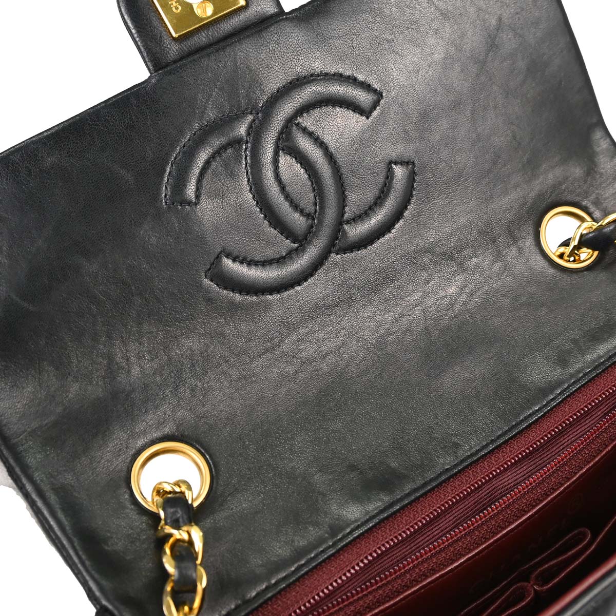 Chanel Black Lambskin Classic Square Flap Shoulder Bag 20