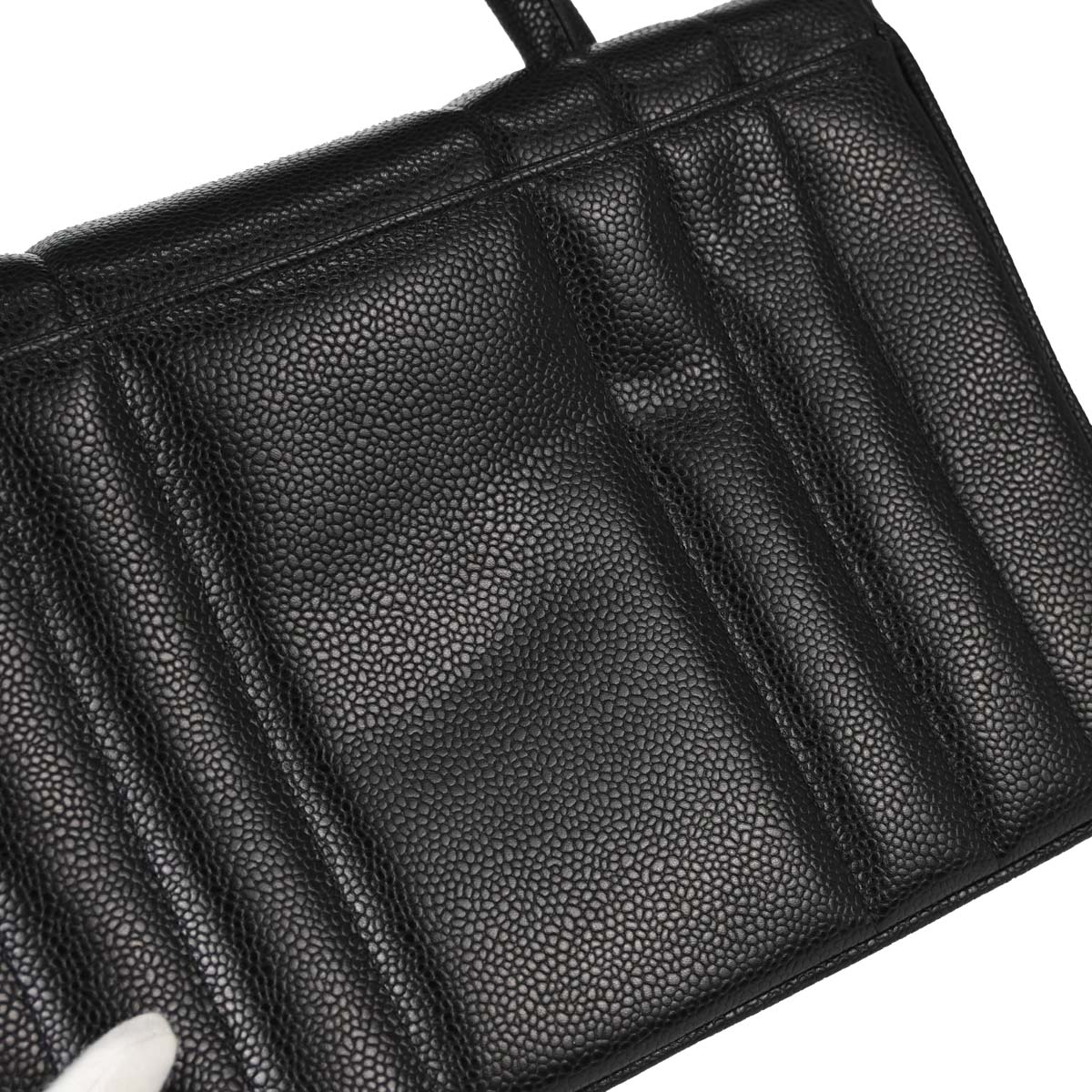 Chanel Black Caviar Skin Mademoiselle Straight Flap Top Handle Handbag