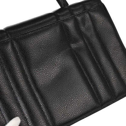 Chanel Black Caviar Skin Mademoiselle Straight Flap Top Handle Handbag