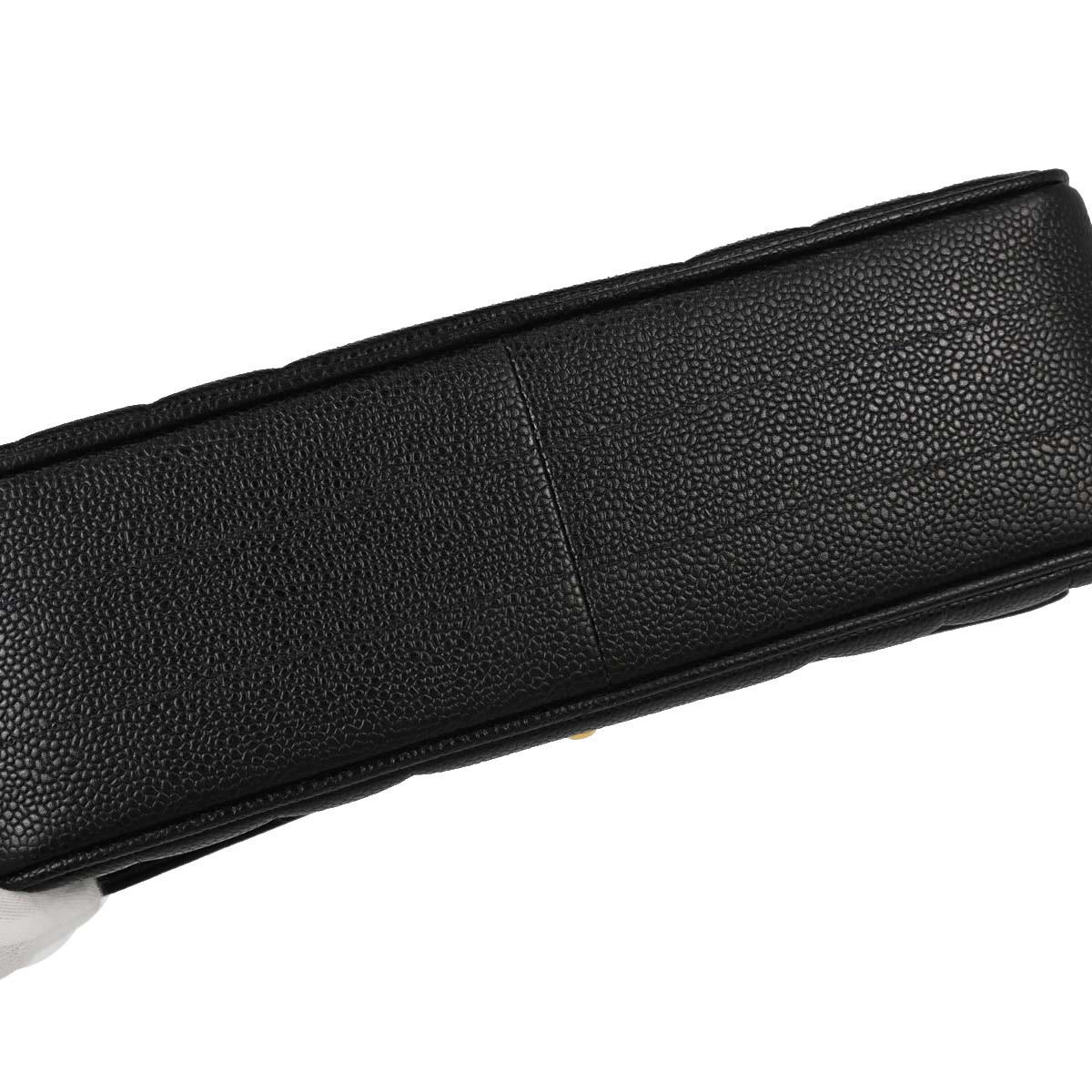 Chanel Black Caviar Skin Mademoiselle Straight Flap Top Handle Handbag