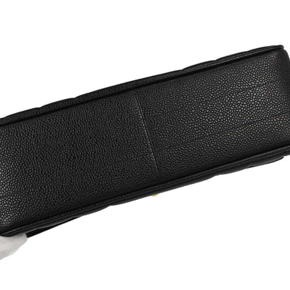 Chanel Black Caviar Skin Mademoiselle Straight Flap Top Handle Handbag