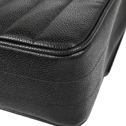 Chanel Black Caviar Skin Mademoiselle Straight Flap Top Handle Handbag