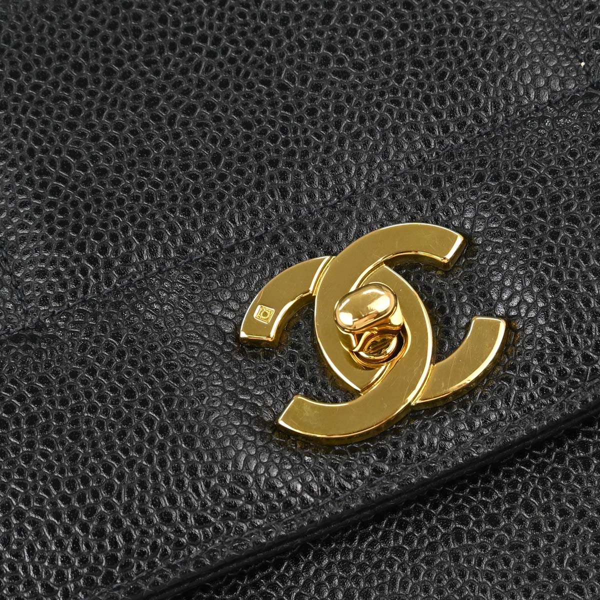 Chanel Black Caviar Skin Mademoiselle Straight Flap Top Handle Handbag