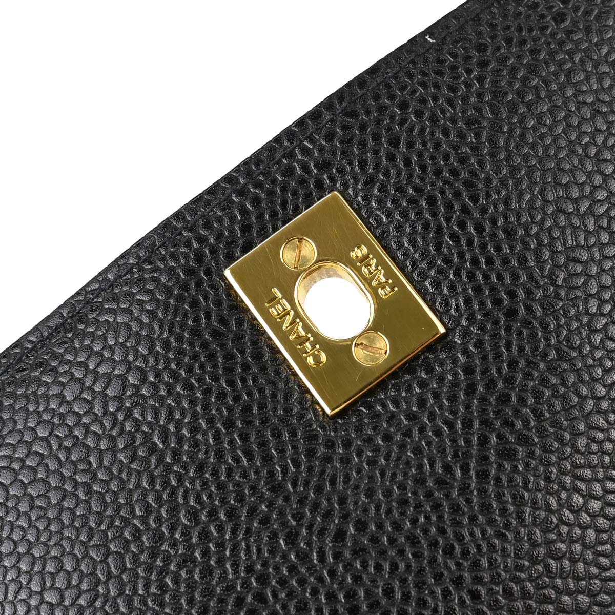Chanel Black Caviar Skin Mademoiselle Straight Flap Top Handle Handbag
